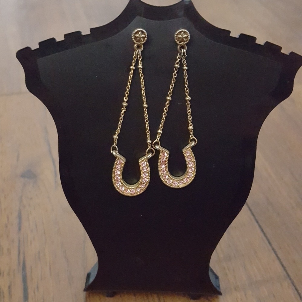 Urban Boutique-Pink Rhinestone Horseshoe‎ Earrings